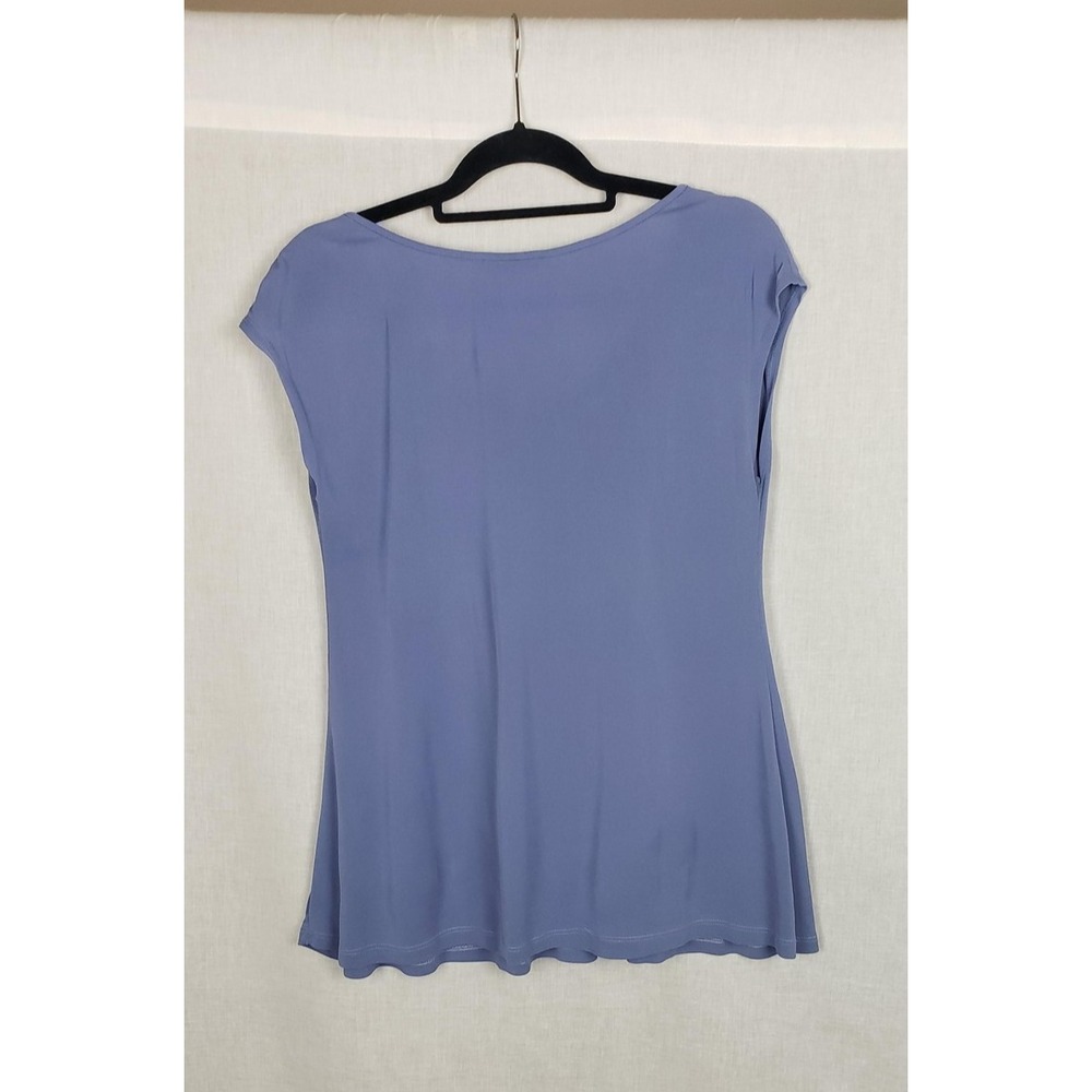Eileen Fisher Blouse M Purple Pleated Front Silk Blend Casual Flowy Work Minimal - Picture 2 of 5